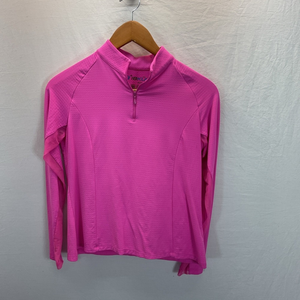 IBKUL Youth Girls Pullover Shirt Top long slv 1/4 Zip Hot Pink XL (11/12) UPF 50